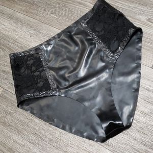 Lace and Latex High Waist Panties